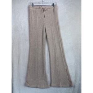 Sincerely Jules Cozy Plush Lounge Pants Women's Medium Beige Flare Leg